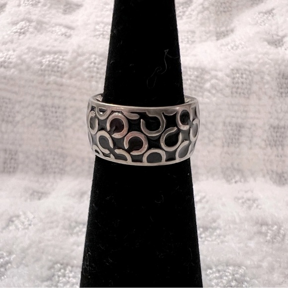 Coach Black and Silver Ring Size 54 (7) - Picture 5 of 8
